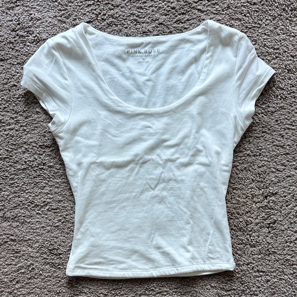 Pink Rose Women's Classic White Short Sleeve Tee
